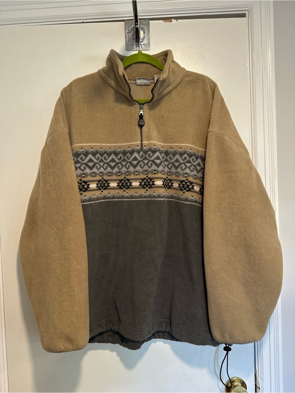 VTG Fieldmaster Nordic Fair Isle Aztec SzXL 1/4 Zip Colorblock fleece sweater.